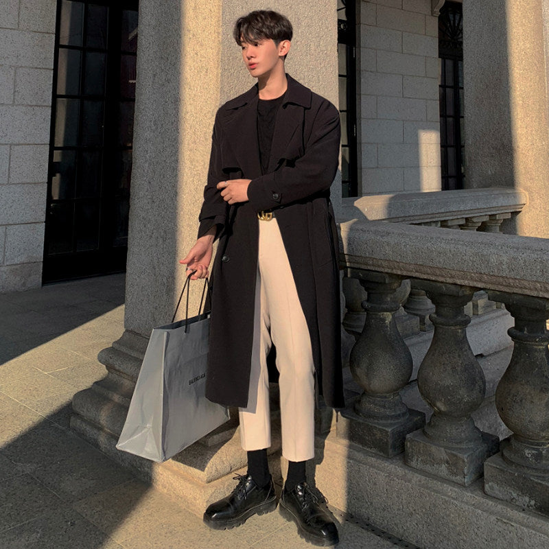 Autumn Korean Style Double Breasted Long Trench Coat