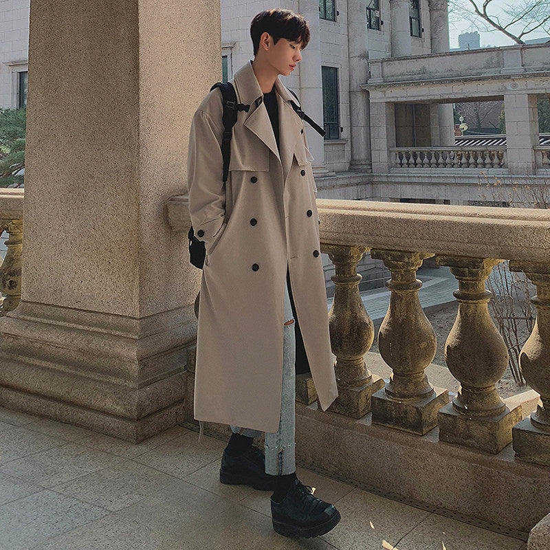 Autumn Korean Style Double Breasted Long Trench Coat