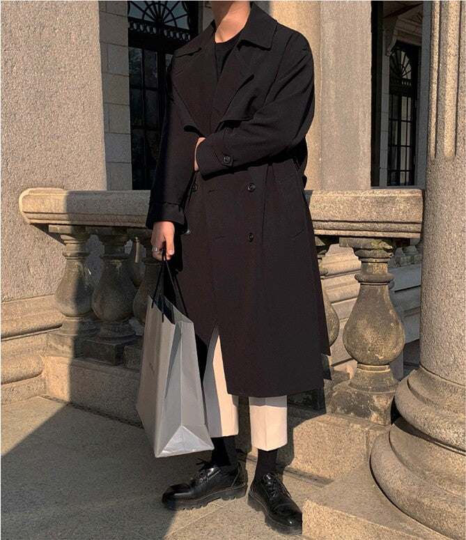 Autumn Korean Style Double Breasted Long Trench Coat