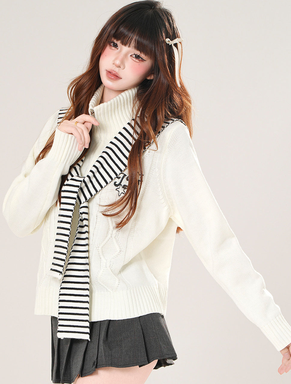 Autumn Turtleneck Knit Cardigan Slim Fit Top