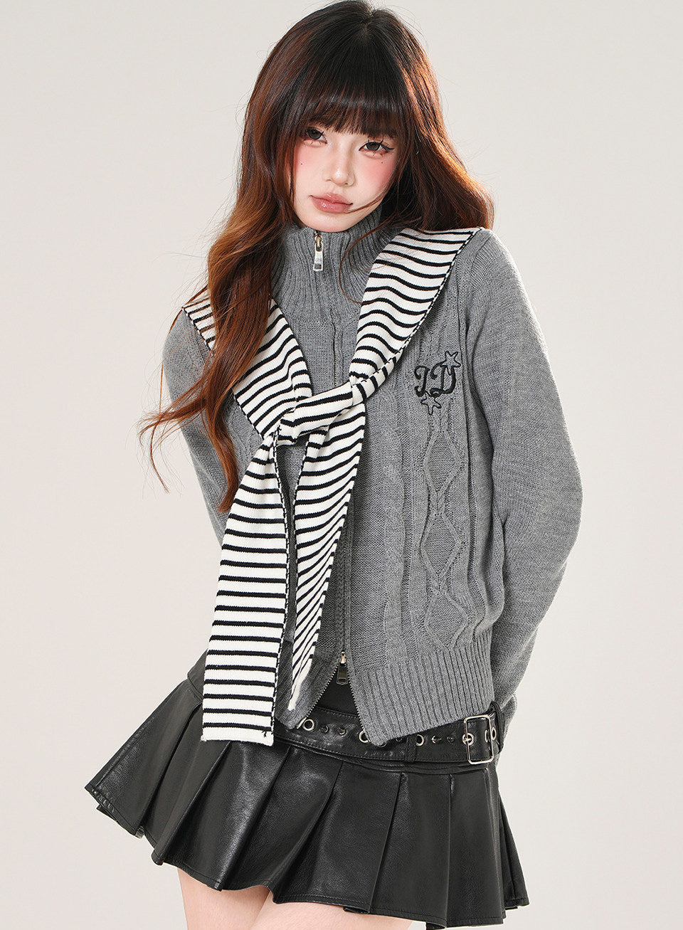Autumn Turtleneck Knit Cardigan Slim Fit Top