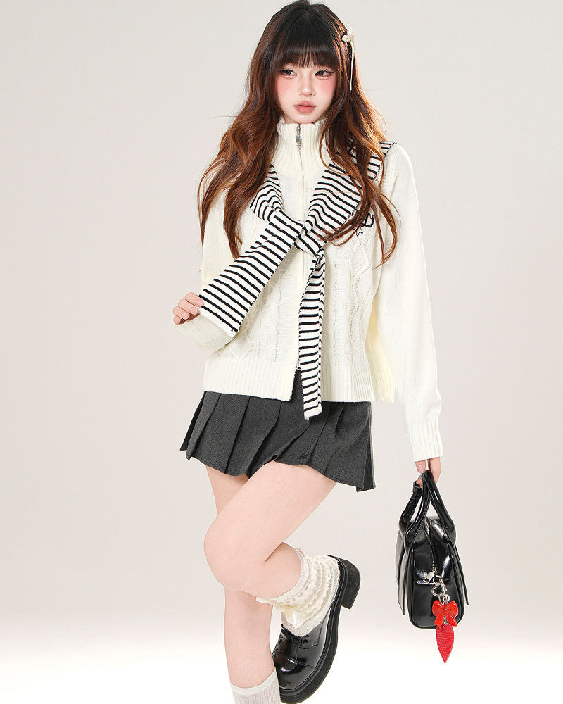 Autumn Turtleneck Knit Cardigan Slim Fit Top