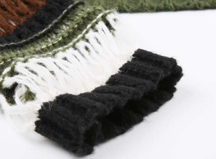 Green See-Through Cropped Sweater
