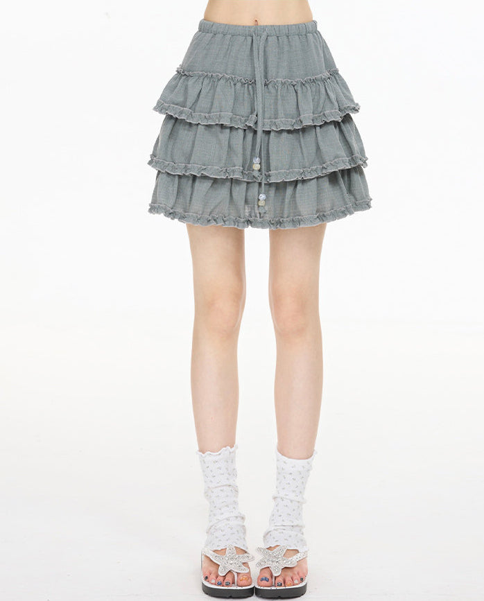 Ballet Beaded Ruffle Cake Mini Skirt