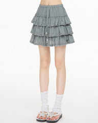 Ballet Beaded Ruffle Cake Mini Skirt