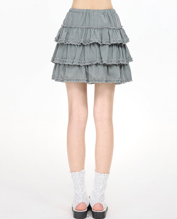Ballet Beaded Ruffle Cake Mini Skirt