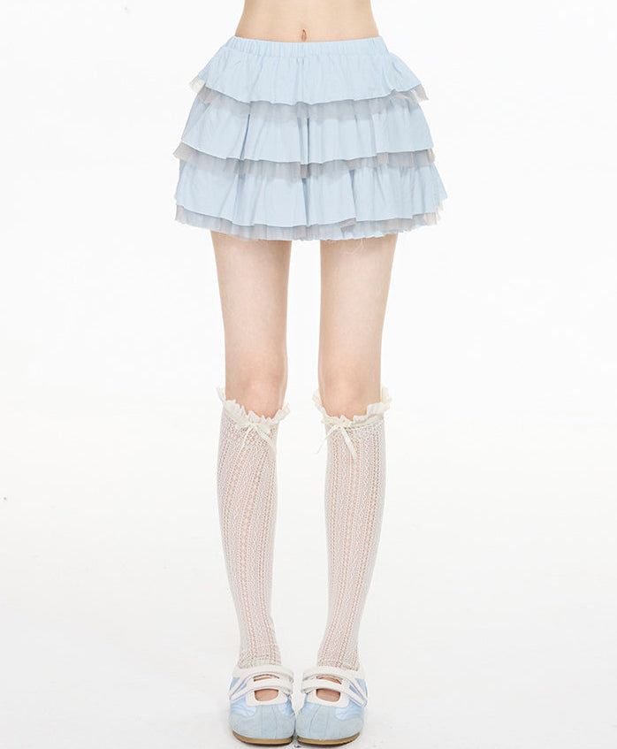 Ballet Lace Tulle Ruffle Mini Skirt