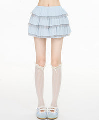 Ballet Lace Tulle Ruffle Mini Skirt