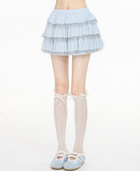 Ballet Lace Tulle Ruffle Mini Skirt