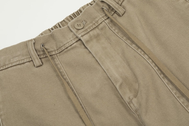 Beige Adjustable Hem Cargo Pants