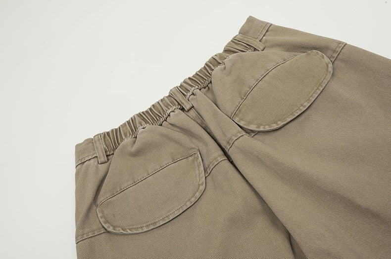 Beige Adjustable Hem Cargo Pants