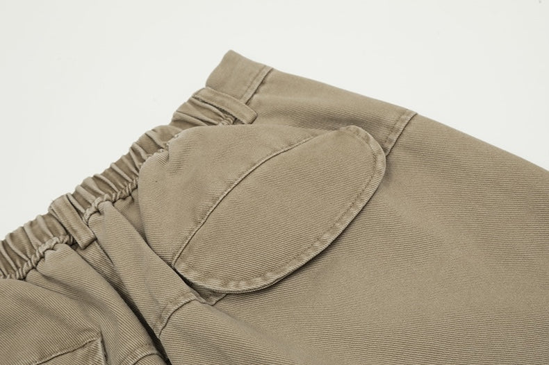 Beige Adjustable Hem Cargo Pants