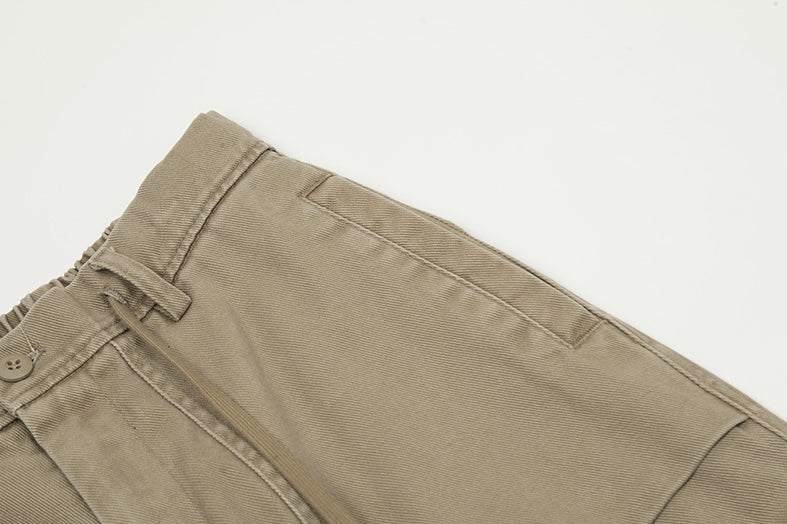 Beige Adjustable Hem Cargo Pants