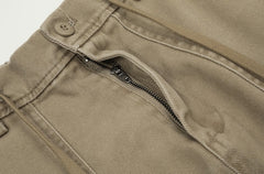 Beige Adjustable Hem Cargo Pants