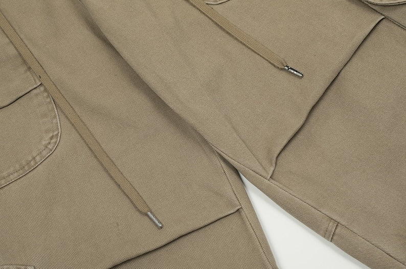 Beige Adjustable Hem Cargo Pants