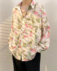 Beige And Pink Floral Shirt