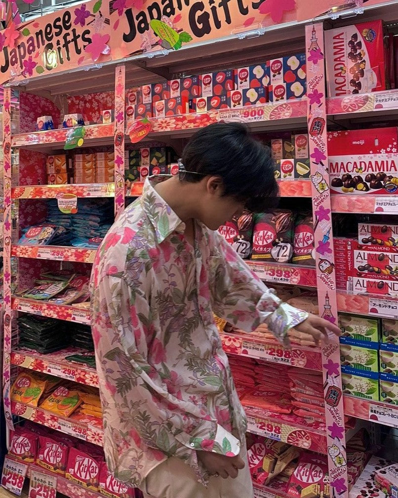 Beige And Pink Floral Shirt