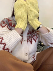 Beige Aztec Pattern Warm Cardigan