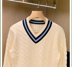 Beige Cable Knit Pattern Sweater