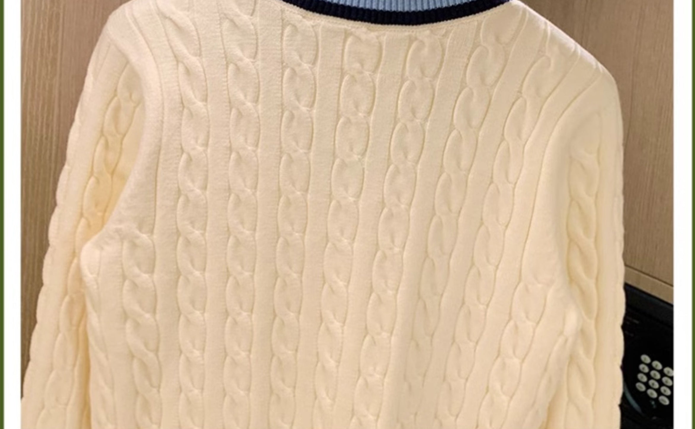 Beige Cable Knit Pattern Sweater