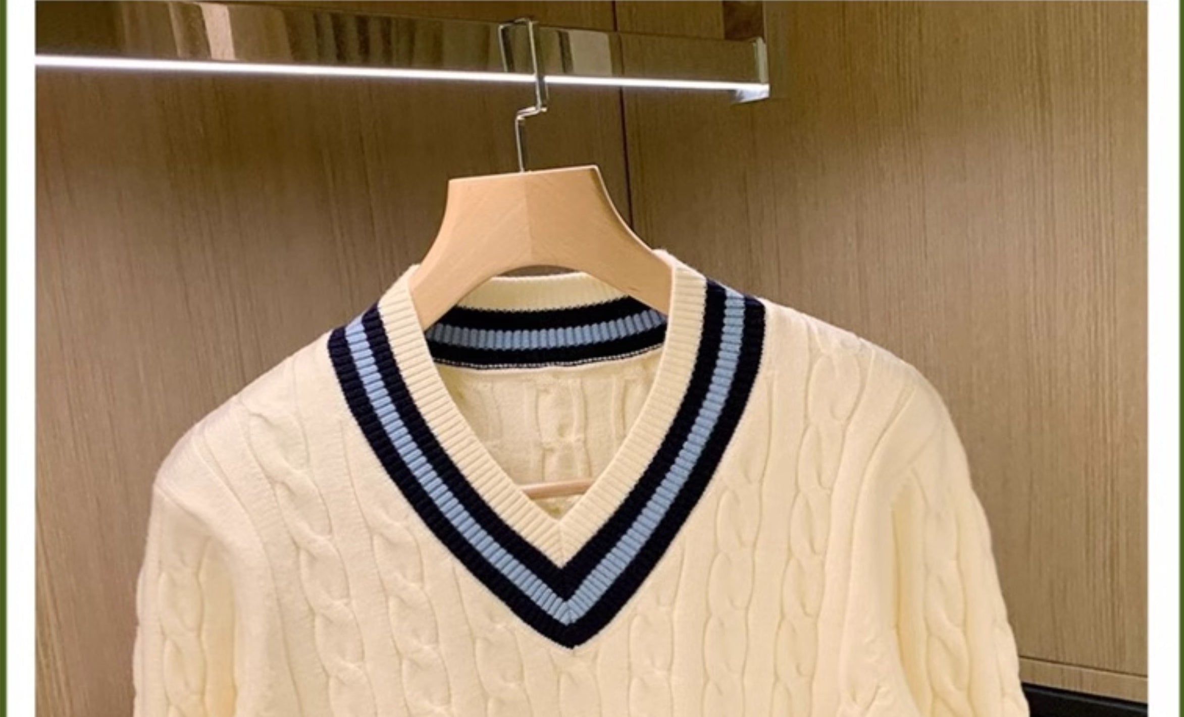 Beige Cable Knit Pattern Sweater