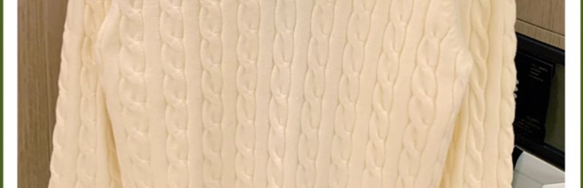 Beige Cable Knit Pattern Sweater