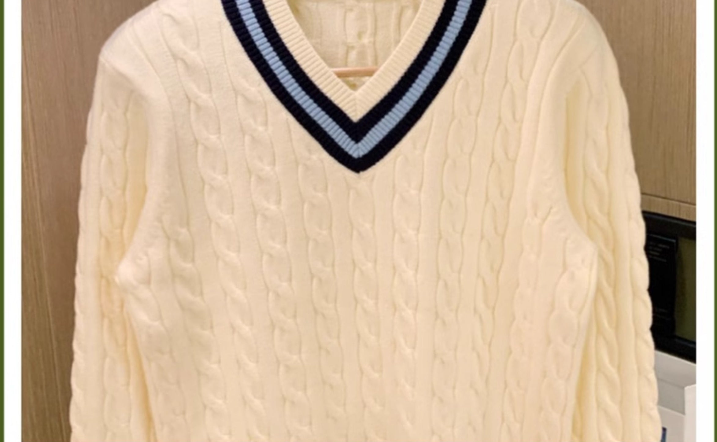 Beige Cable Knit Pattern Sweater