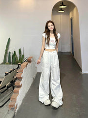 Beige Cargo Baggy Casual Pants