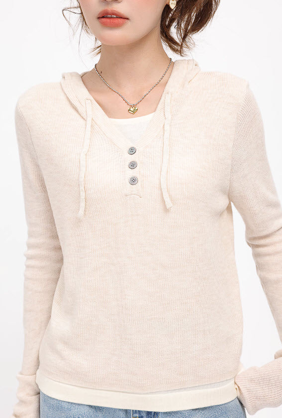 Beige Casual Autumn Shirt Hoodie