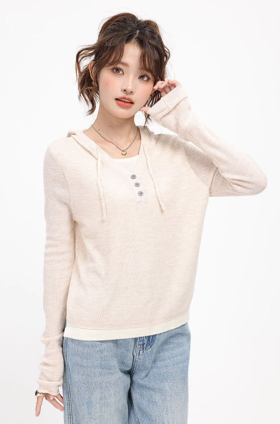 Beige Casual Autumn Shirt Hoodie