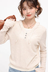 Beige Casual Autumn Shirt Hoodie