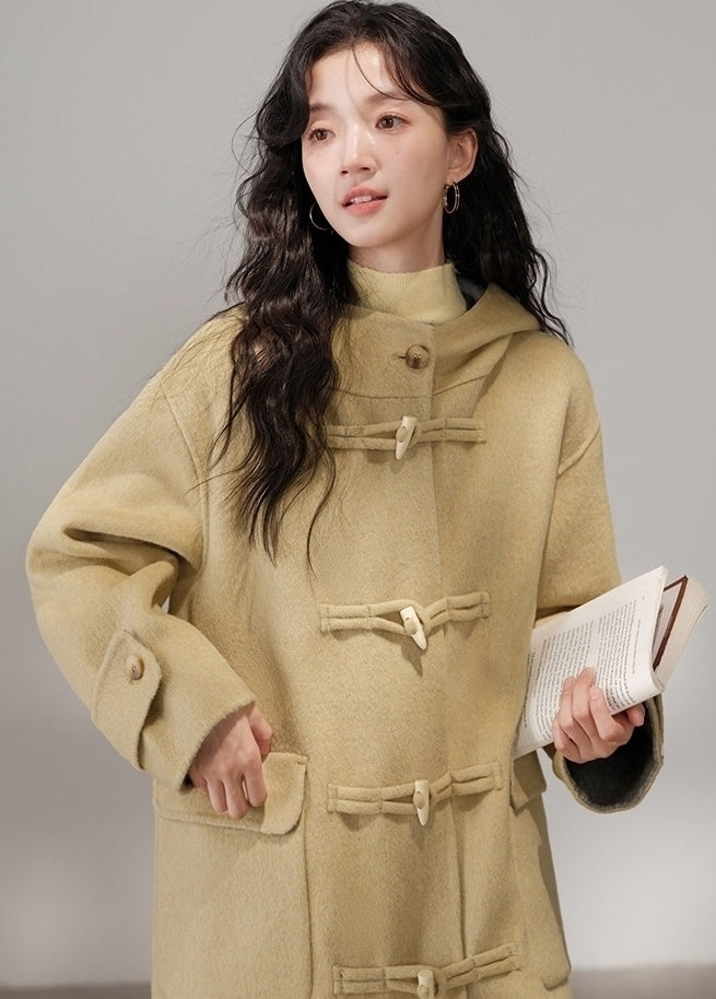 Beige Classic Hooded Long Coat