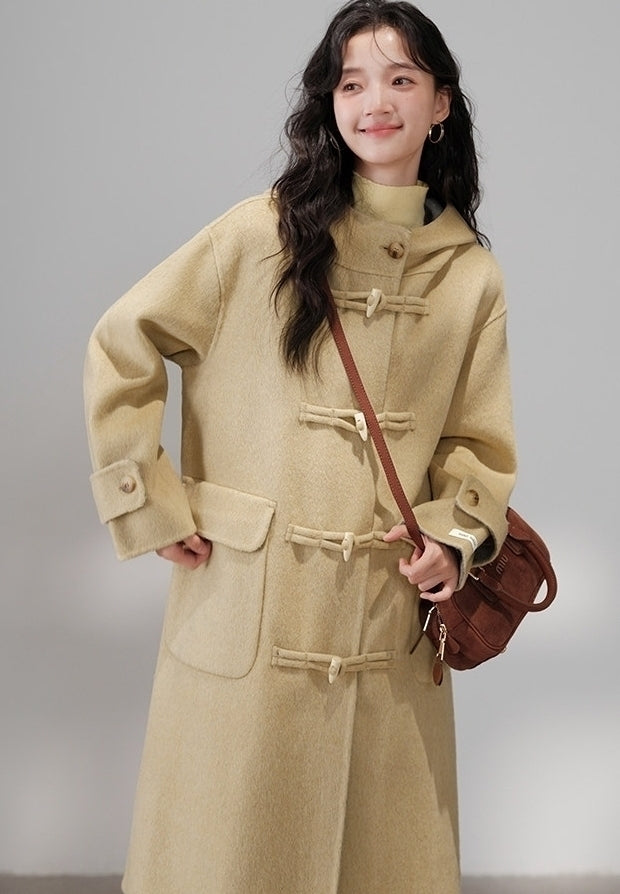 Beige Classic Hooded Long Coat