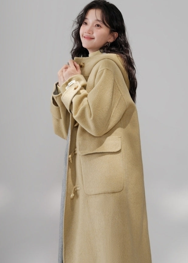Beige Classic Hooded Long Coat
