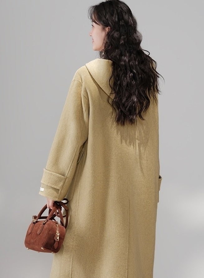 Beige Classic Hooded Long Coat