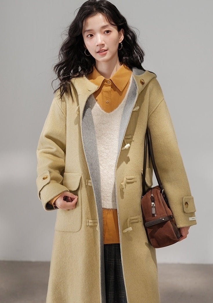 Beige Classic Hooded Long Coat