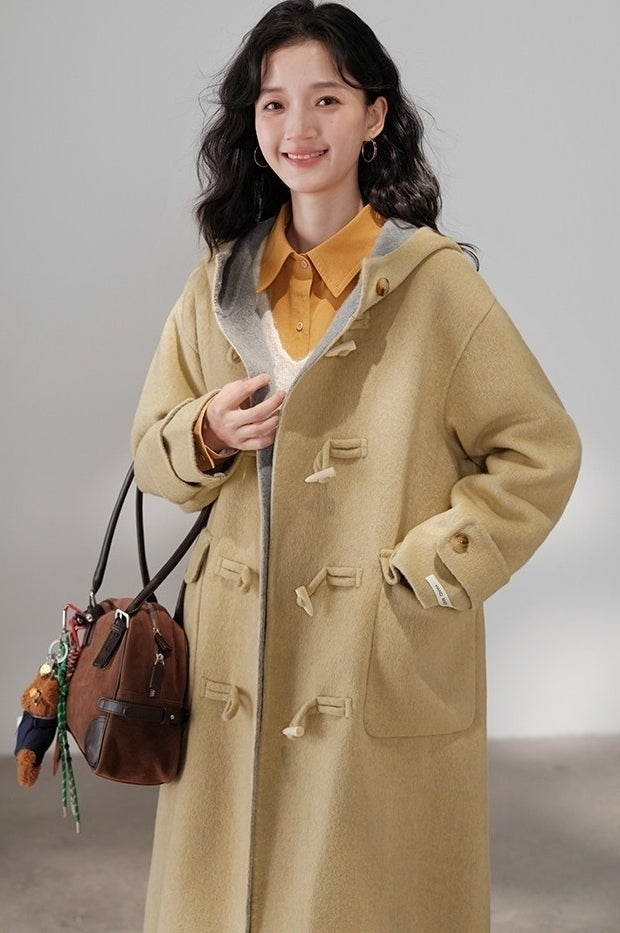 Beige Classic Hooded Long Coat