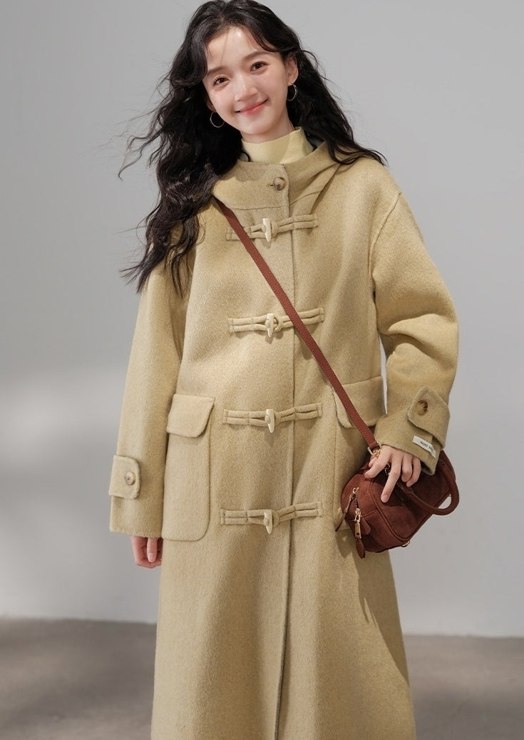 Beige Classic Hooded Long Coat