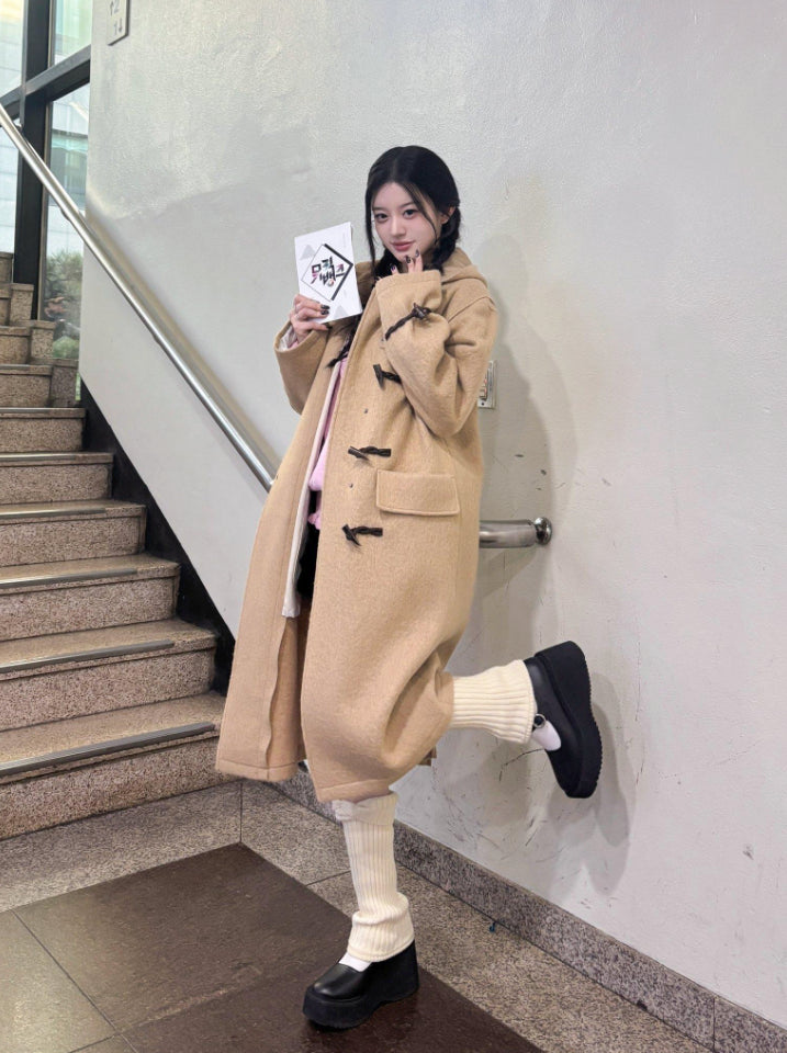 Beige Classic Hooded Long Coat