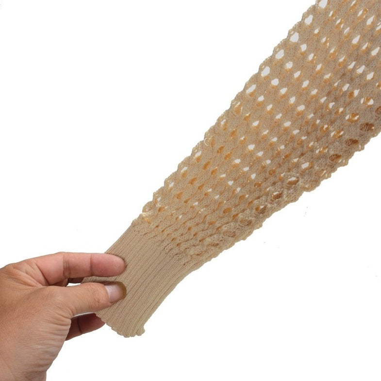 Beige Collared Net Cardigan