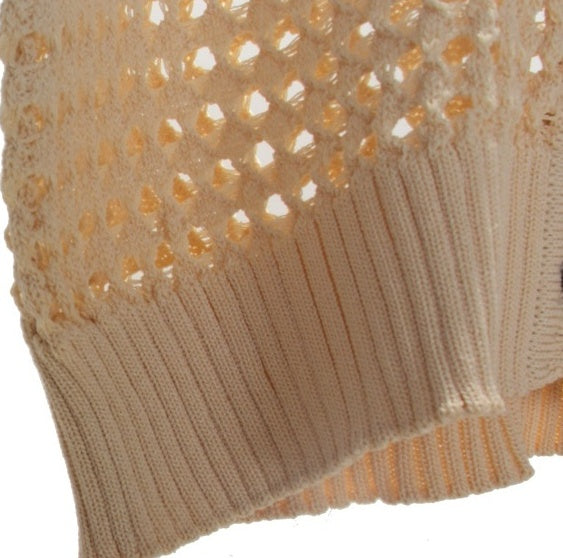 Beige Collared Net Cardigan