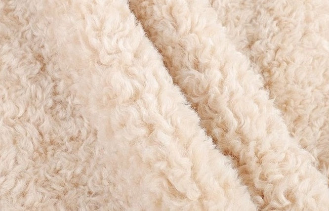 Beige Collared Plush Winter Jacket