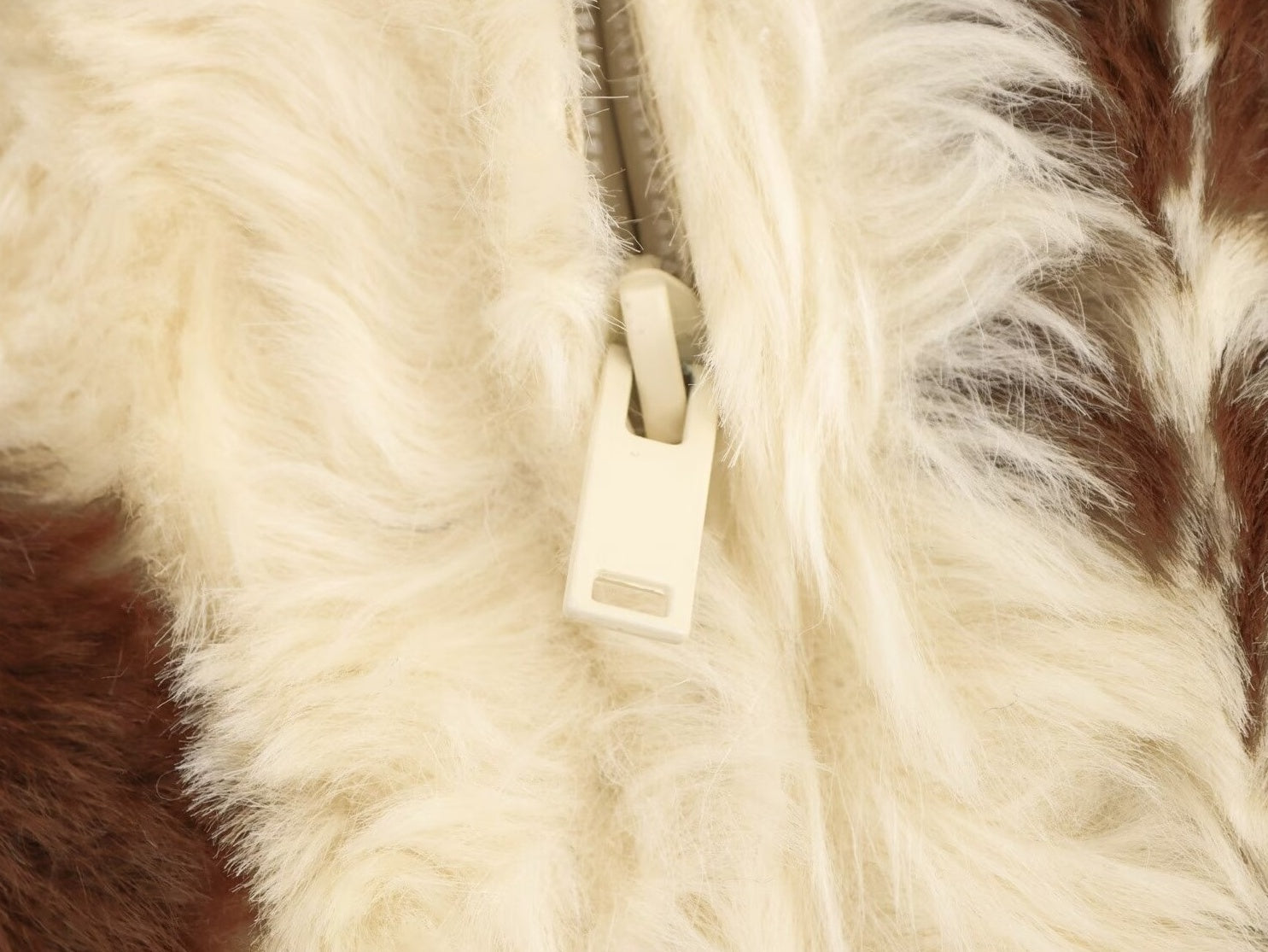 Beige Cow Pattern Fur Jacket