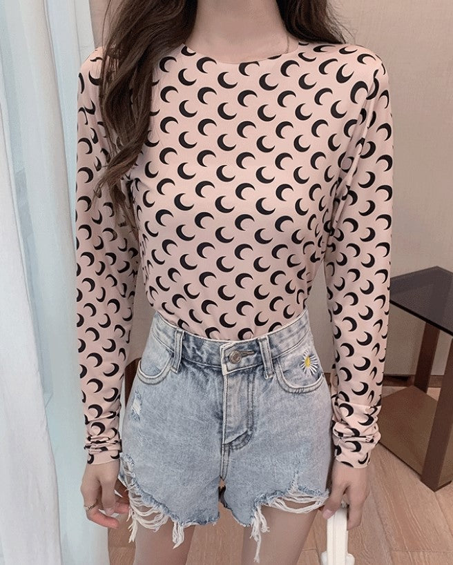 Beige Crecent Moon Top