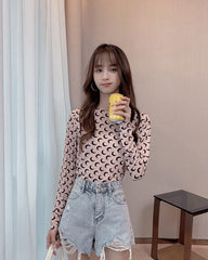 Beige Crecent Moon Top