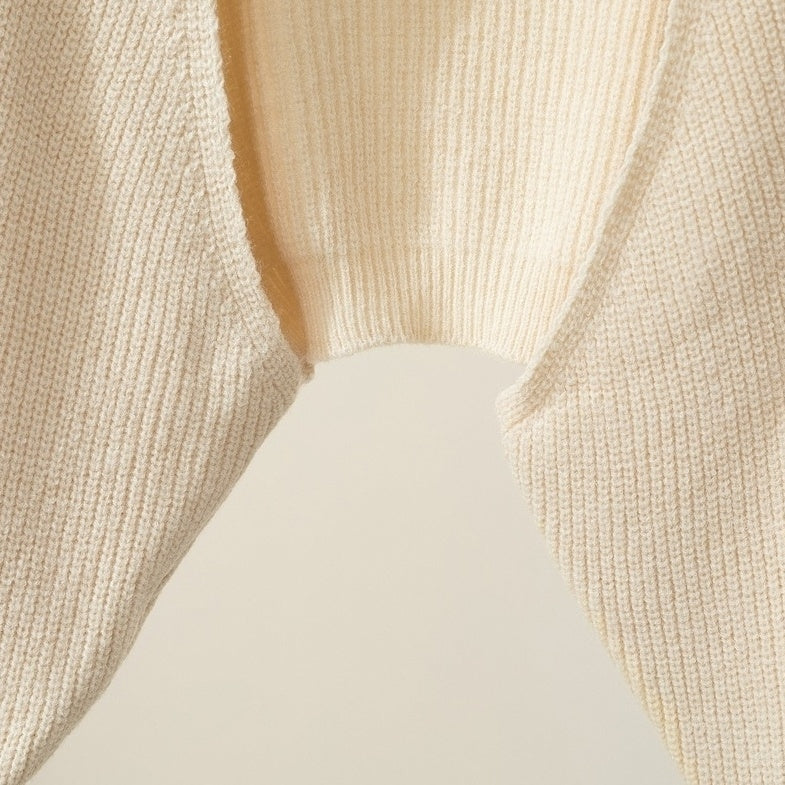 Beige Cropped Open Cardigan