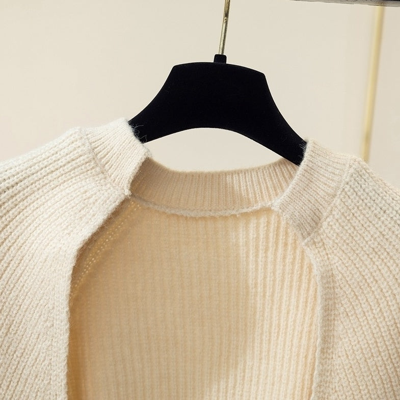 Beige Cropped Open Cardigan