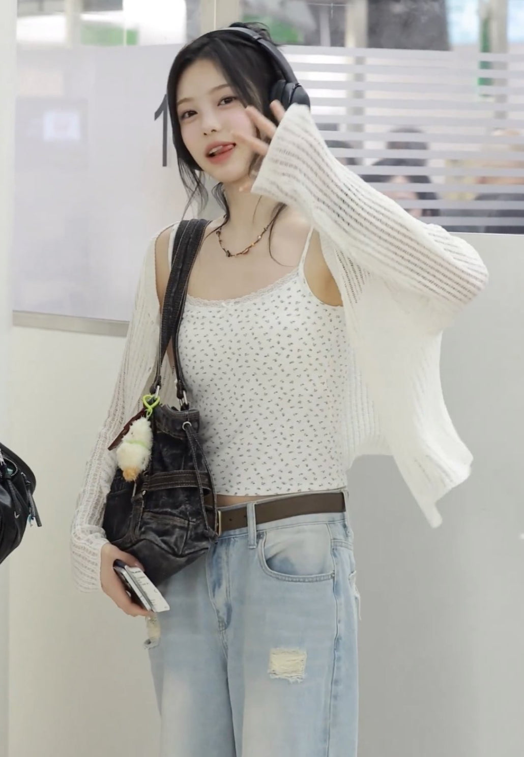 Beige Floral Padded Camisole Top