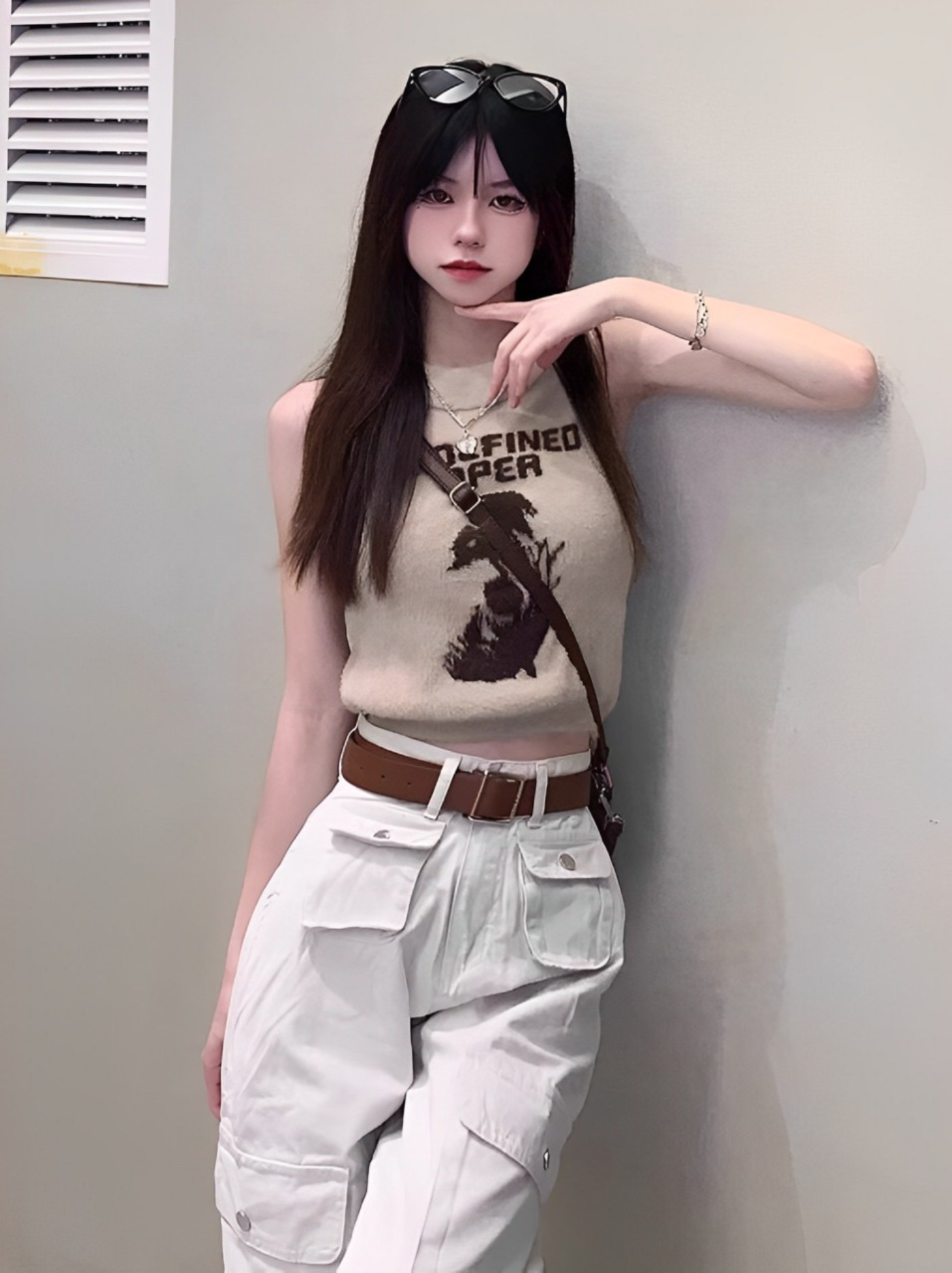 Beige Front Pocket Cargo Pants