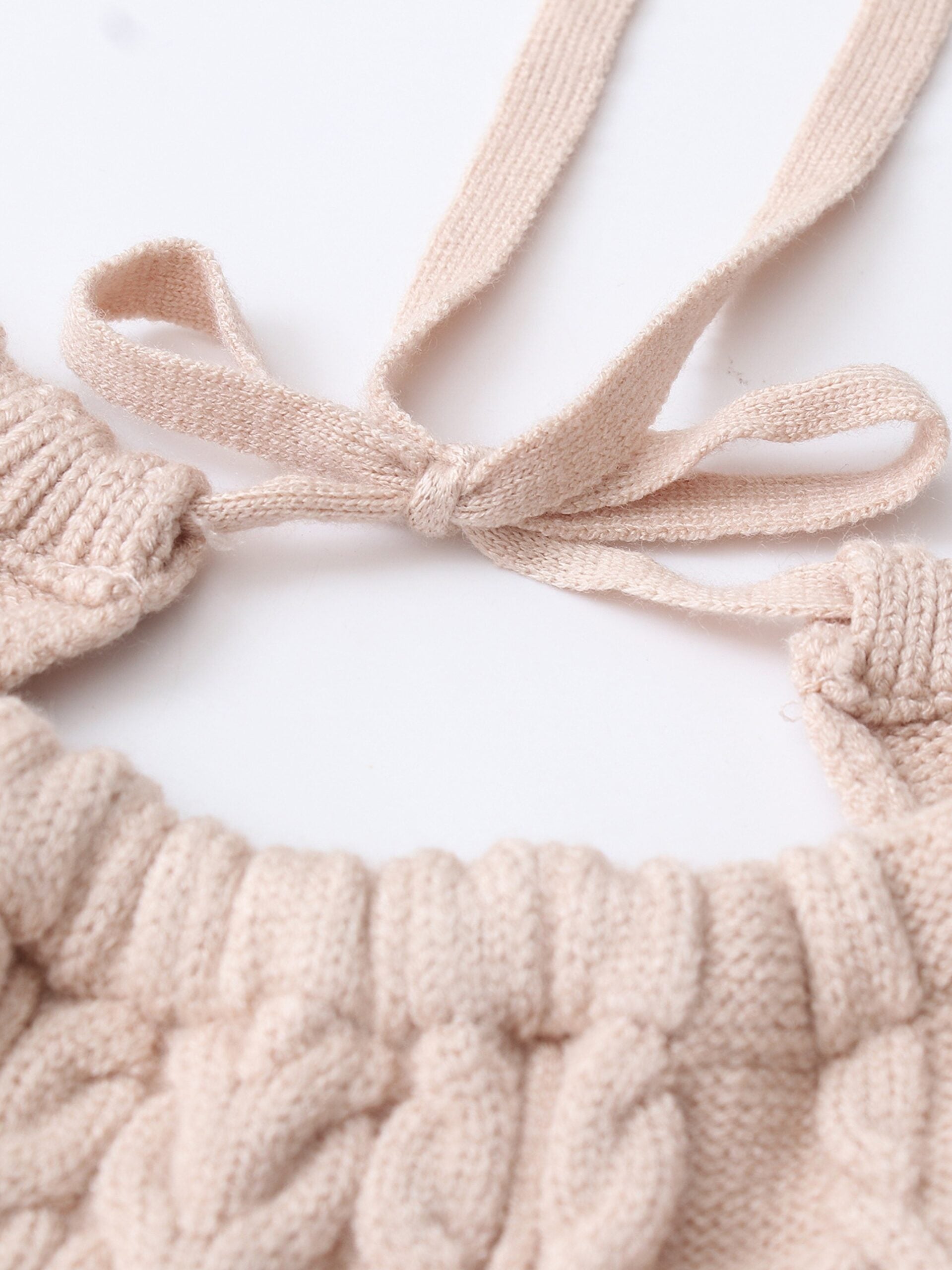 Beige Halter Knit Crop Top